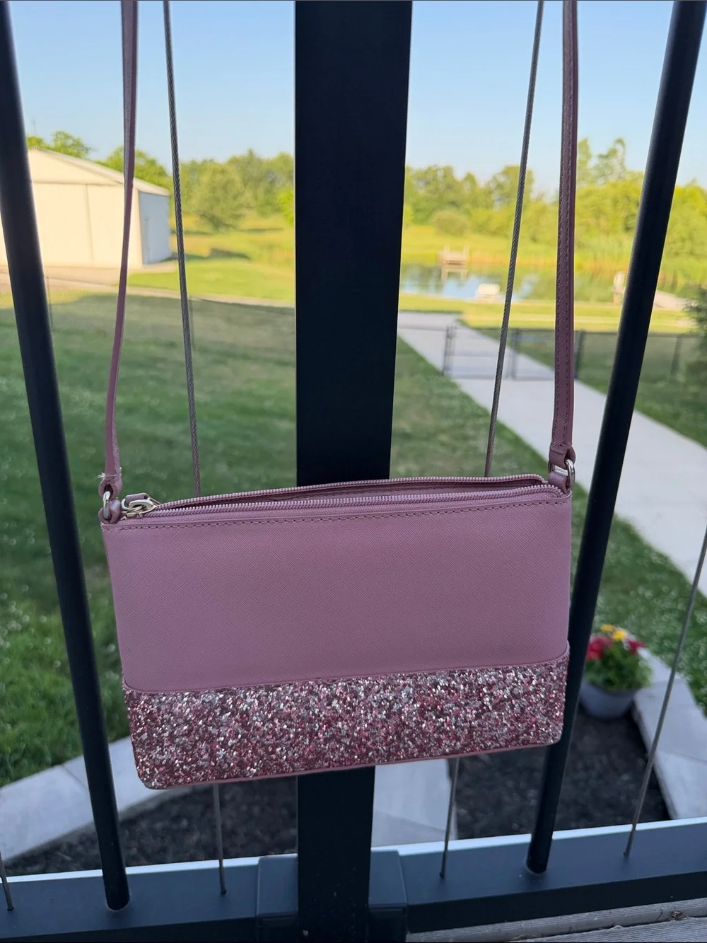 kate spade mauve pink glitter-accent crossbody - Picture 5 of 7